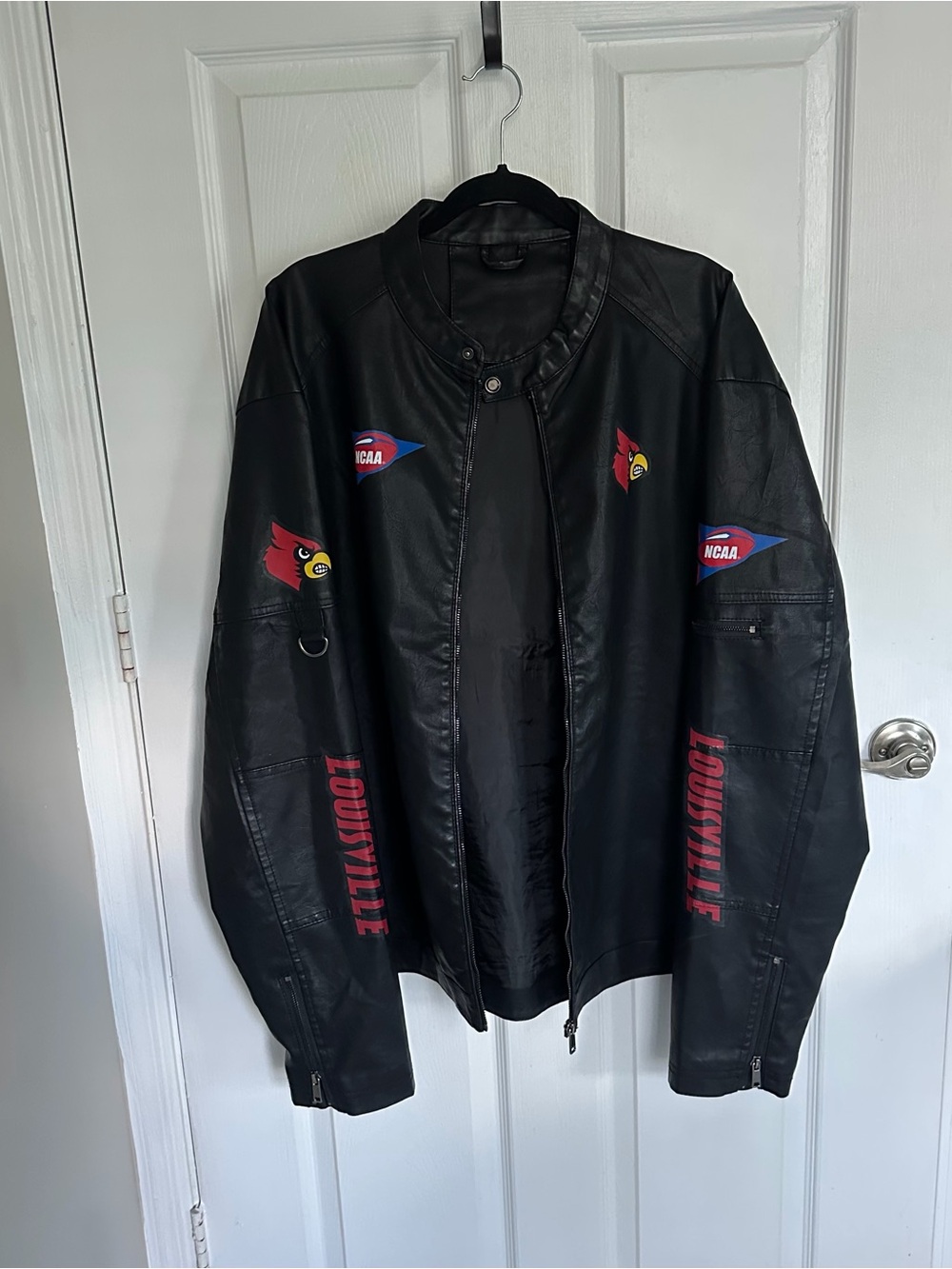 Vintage Louisville Black Leather Jacket - NCAA Cardinals Football XXL